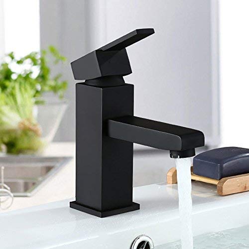 Homili Single Handle Deck Mounted Bathroom Sink Faucet Solid Black Basin Filler
