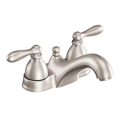 Moen WS84666SRN Two-Handle Low Arc Bathroom Faucet, Spot Resist Brushed Nickel