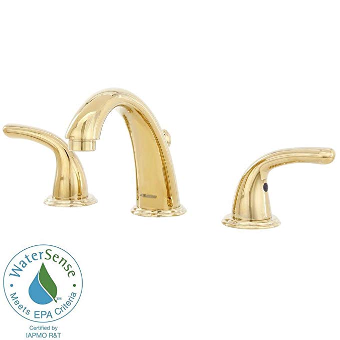 Glacier Bay FW0B4600PBV 8 in. 2-Handle Mid-Arc Bathroom Faucet in Polished Brass