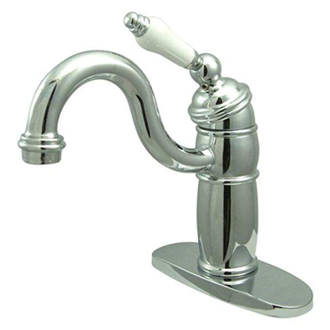 Kingston Brass KB148.PL Heritage Vessel Faucet with Deck Plate, Drain Assembly a, Polished Chrome