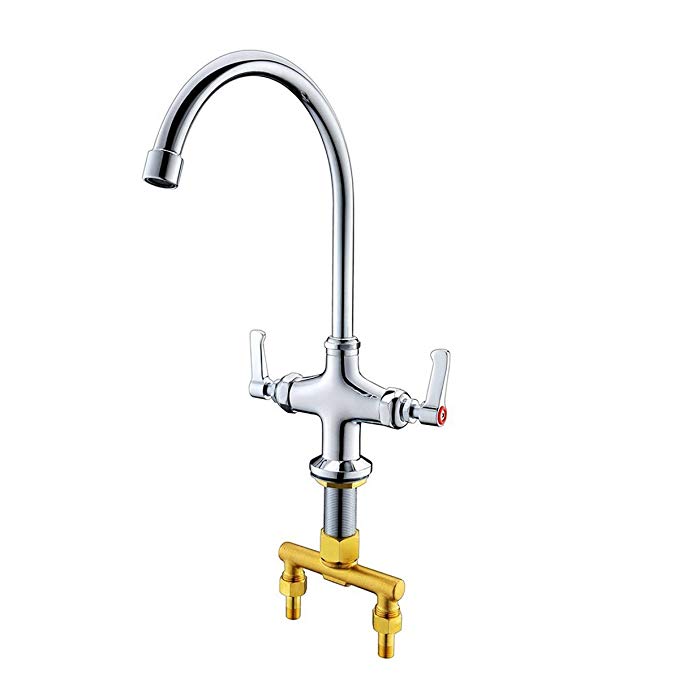 YG Double Pantry Pre-rinse Kitchen Sink Faucet Deck Mounted Type Double Water Inlet Swivel Gooseneck Brass Color Chrome YG-1809