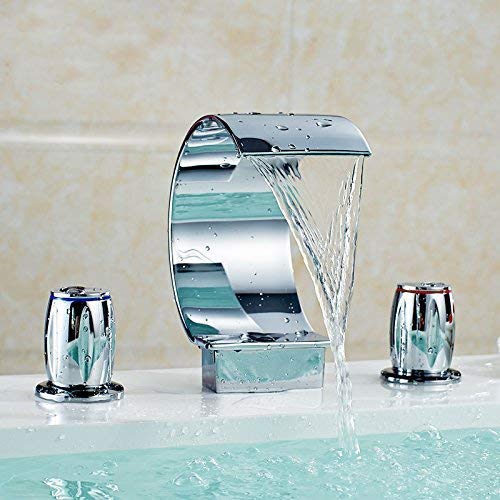 Yannlii Waterfall Chrome Bathroom Sink Faucet Vessel Faucet Centerset Widespread Modern Two Handle Three Hole Faucets Sprayer Lavatory Faucets Unique Designer Plumbing Fixtures Tub Shower Mixer Taps Supply Lines