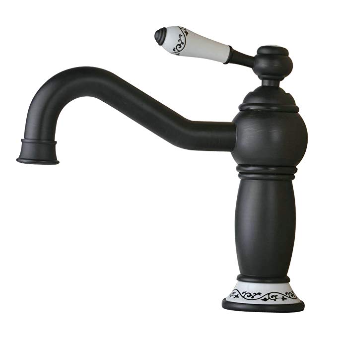Beelee BL6003B One Hole Centerset Single Ceramic Handle Bathroom Sink Faucet, Oil Rubbed Bronze Finish