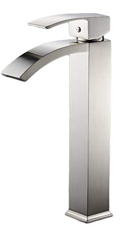 YAJO Modern Bathroom Vessel Sink Single Handle Regular Tall Spout Faucet, Brushed Nickel Finish