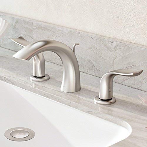 Kohra Spot-Free Two Handle 8 Inch Widespread Bathroom Faucet with Lift Rod Drain, all-Brite Brushed Nickel FUS-14003BN