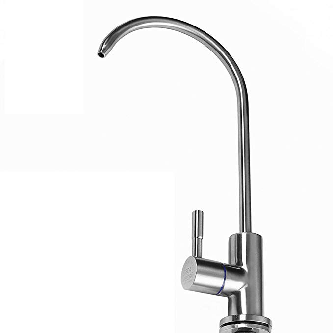 VIBORG-HK Deluxe Top Quality Sus304 Stainless Steel Lead-free Kitchen Drinking Water Filter Faucet Filtration System Purifier Faucet Tap for Filtered Water, Satin Nickel Brushed, Ks-b404S