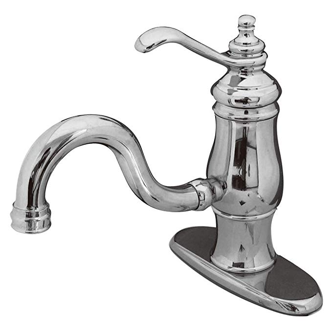 Kingston Brass KS1401TL Heritage 4-Inch Single Handle Lavatory Faucet with Push Up Pop-Up, 6-7/8-Inch, Polished Chrome