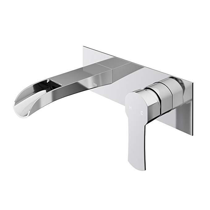 VIGO VG05004 Cornelius Solid Brass Wall Mounted Bathroom Sink Faucet, Sinlge Handle Bathroom Faucets, For Use with Vessel or Basin Sinks, Premium 7-Layer Chrome Finish