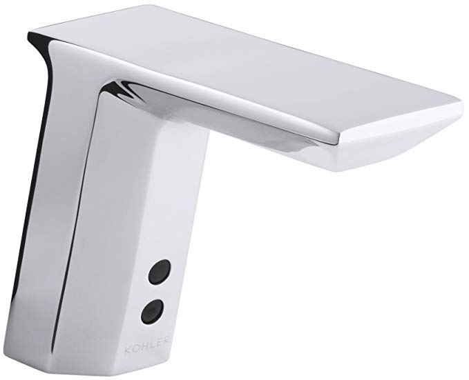 KOHLER K-13468-CP Geometric Single-Hole Touch Less AC-Powered Bathroom Sink Faucet with Insight Technology, Temperature Mixer and 6-3/4-Inch Spout, Polished Chrome