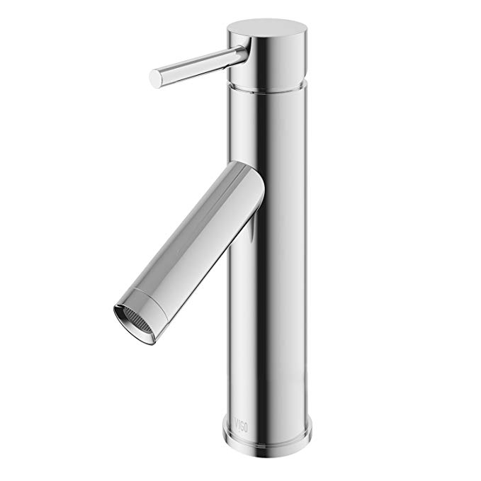 VIGO VG01008CH Alicia Bathroom Faucet, Single-Hole Deck-Mount Lavatory Faucet with Plated Seven Layer Polished Chrome Finish