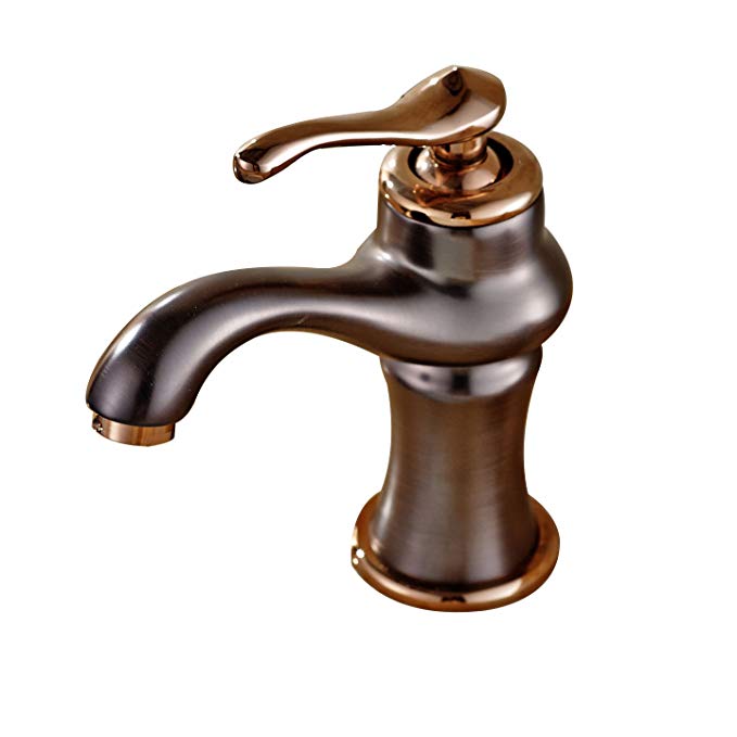 Rozin Copper Color Single Lever Bathroom Sink Faucet One Hole Basin Mixing Tap