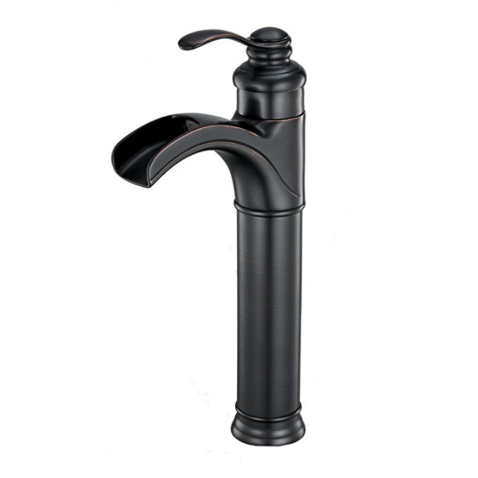 BWE Waterfall Bathroom Vessel Sink Faucet Oil Rubbed Bronze Single Handle Lever One Hole