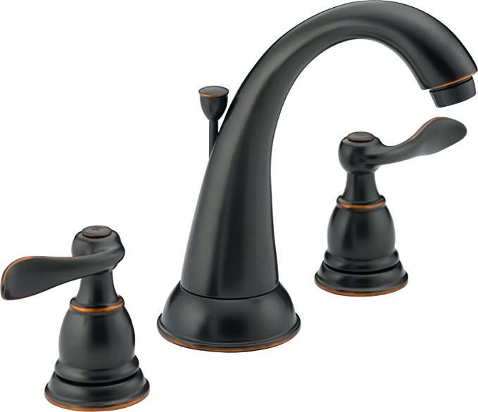 Delta Windemere 2-Handle Widespread Bathroom Faucet with Metal Drain Assembly, Oil Rubbed Bronze B3596LF-OB