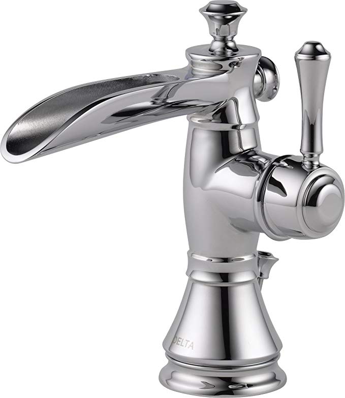 Delta Cassidy Single-Handle Waterfall Bathroom Faucet with Metal Drain Assembly, Chrome 598LF-MPU