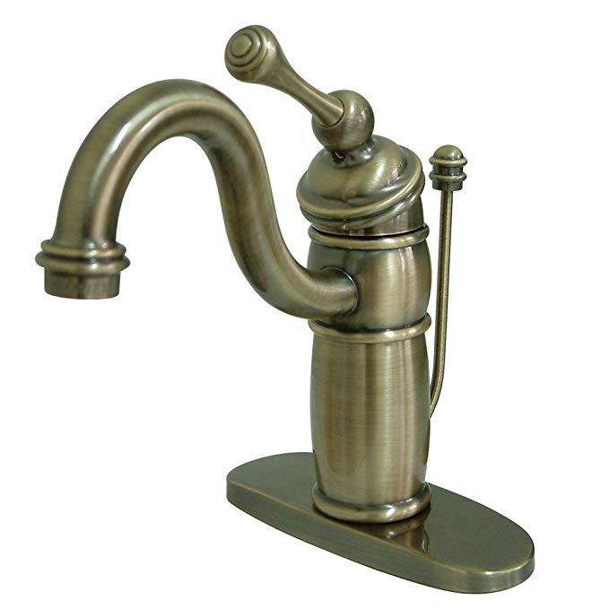 Kingston Brass KB1403BL Victorian Mono Block Lavatory Faucet, 6-Inch, Vintage Brass