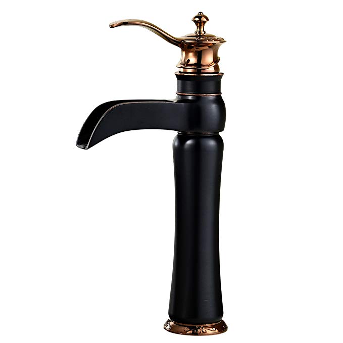 MYHB Waterfall Bathroom Vessel Sink Faucet Single Handle Lever Base Mixer Taps,Oil Rubbed Bronze-DS004