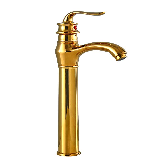 MYHB HY001 Gold Bathroom Faucet for Single Hole Vessel Sink, PVD Golden Finish