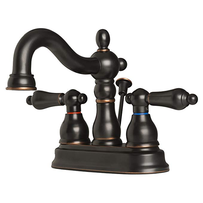 Builders Shoppe 2026TB Two Handle Centerset Lavatory Faucet with Pop-Up Drain Oil Rubbed Bronze Finish