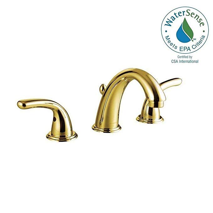 Glacier Bay Builders 8 in. Widespread 2-Handle High-Arc Bathroom Faucet in Polished Brass
