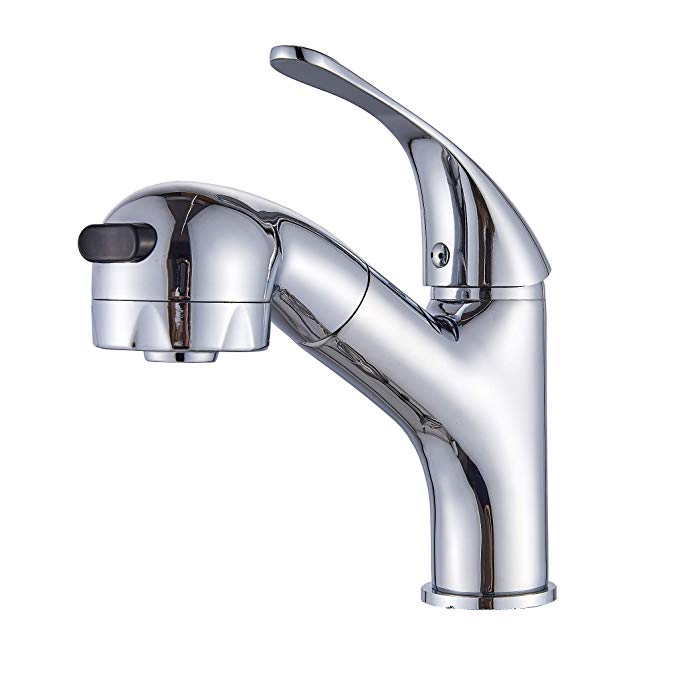 Rozin Chrome Polished Pull Out Sprayer Bathroom Sink Faucet One Hole 2-water Model Basin Mixer Tap