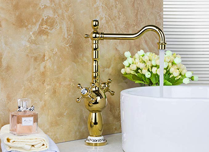 Yanksmart Gold Color Single Handle Brass Bathroom Basin Mixer Waterfall Tap Lavatory Faucet . Chrome Y8-587